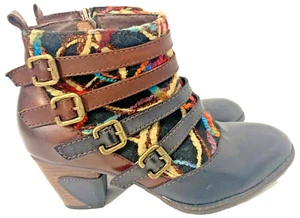 Spring Step L'Artiste Women's Redding Boot SZ 37 /7 Block Heel BLACK/BROWN SAVE - Picture 1 of 9
