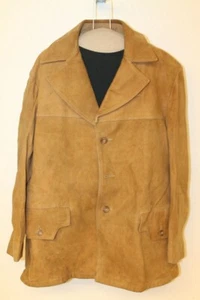 MENS ROBERT LEWIS VINTAGE OCHRE/TAN LEATHER/SUEDE CAR COAT/JACKET SZ 42 - Picture 1 of 6