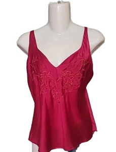 Vintage 90s Victoria’s Secret Gold Label Red Embroidered Silk Cami Top Size S - Picture 1 of 9