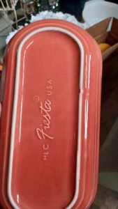 New! HLC Fiesta ware Poppy Orange Bread Tray Serving Plate, 12” Made in USA - Picture 1 of 2