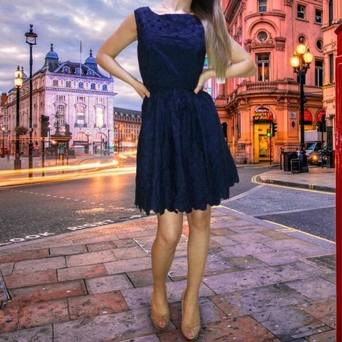 VALENTINO Splendido abito da sera Valentino Roma blu navy UK 10 12