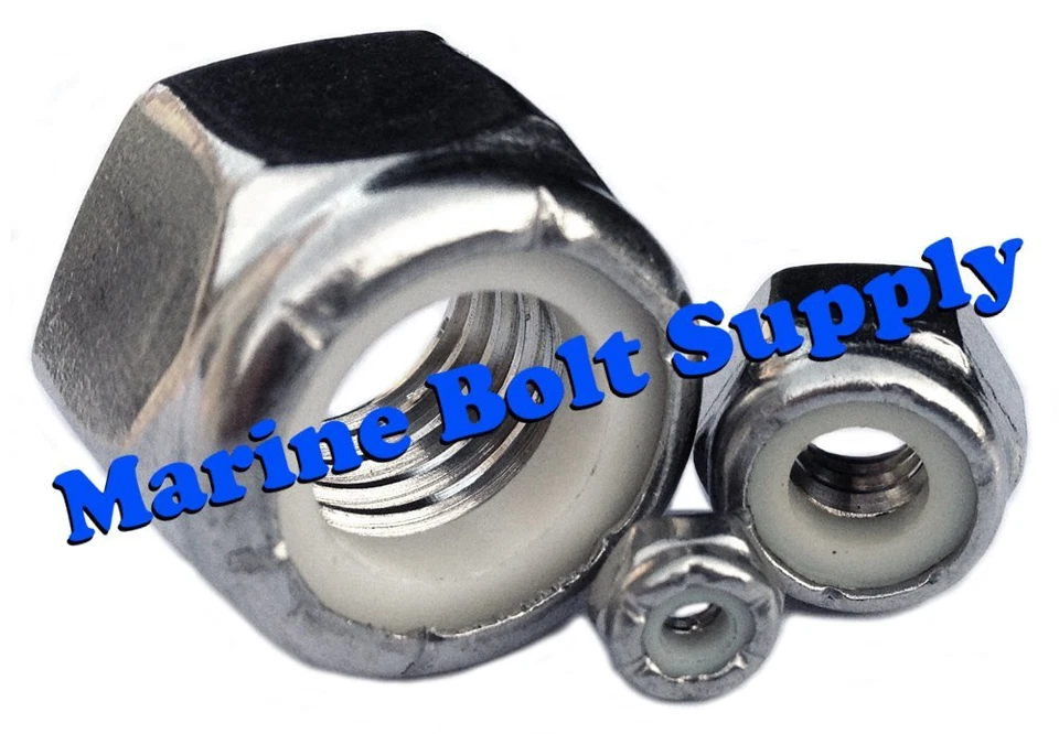 MARINE BOLT SUPPLY Stainless Steel Nylon Insert Lock Nuts (Sizes 4-40 to 1/2-13)