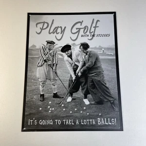 Letrero de hojalata de metal decoración de pared retro pelotas de golf de comedia clásica de tres chiflados - Imagen 1 de 13
