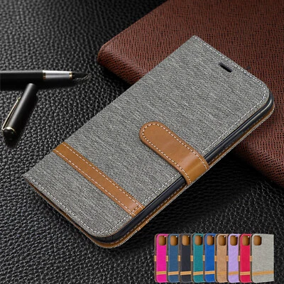 Denim Leather Flip Wallet Cover Case For Apple iPhone 11 12 13 14 Pro Max Xr 7 8 - image 1 of 4