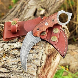 7.5" CUSTOM HANDMADE DAMASCUS STEEL BLADE KARAMBIT FULL TANG HUNTING KNIFE ZEE-5 - Picture 1 of 5