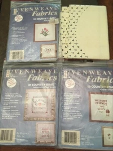 Lot of 4 COUNTRY LANE Evenweave Aida 14 ct : Blue, Green, Red Square , Oval - Picture 1 of 12