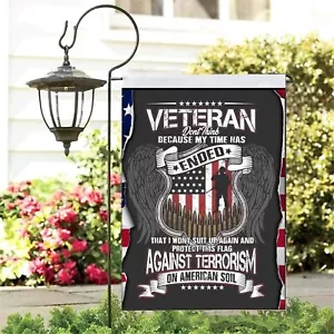 Veterans Service Never Ends Garden Flag Because of the Brave - Picture 1 of 2