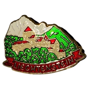 Liechtenstein Medieval Castle on Hill Country Vintage logo pin - Picture 1 of 3
