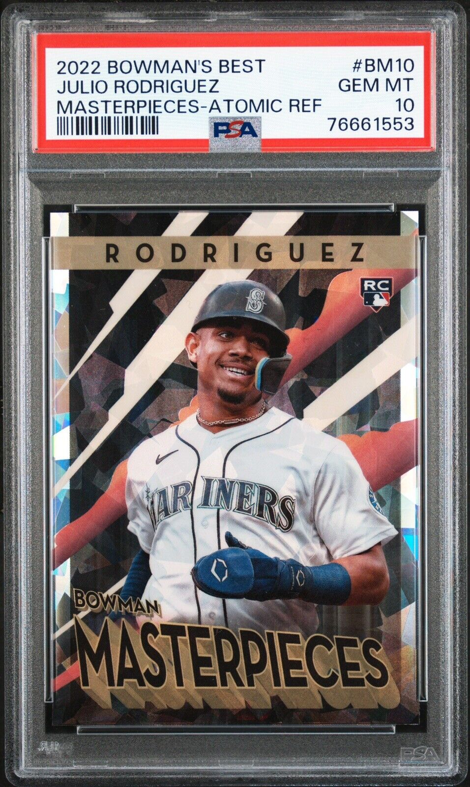 2022 Bowman's Best Masterpieces Atomic Refractor Julio Rodriguez RC PSA 10 Card