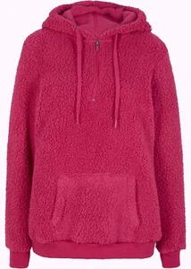 Teddy-Fleecepullover mit Kapuze Gr. 40/42 Beerenrot Damen Fleece-Pullover Neu - Bild 1 von 1