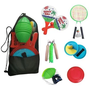 Garten & Strandspiele Set Beachball Klettball Frisbee Mini-Badminton Boing Ball - Bild 1 von 6