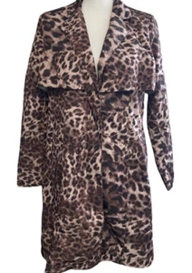 Vintage Trench Coat Womens Small Rain Jacket Trench Coat Mob Wife Animal Print - Picture 1 of 11