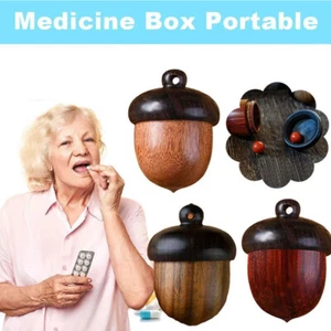 3PCS Mini Medicine Pill Box Sandalwood Rescue Pill Case Portable Storage NEW - Picture 1 of 10