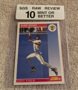 1992 SCORE BASEBALL #555 BARRY BONDS SGS Raw 10. - Picture 1 of 2