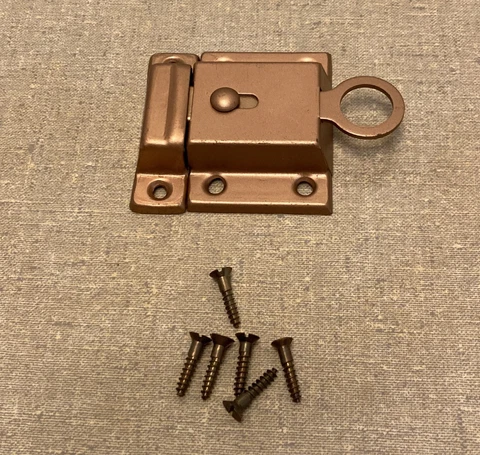 Vintage Transom Window Latch Ring Pull Spring Loaded with Catch/Keeper NOS Cover