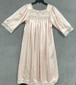 Vintage Christian Dior Nightgown Womens Medium Baby Pink Lace Cottagecore Modest - Picture 1 of 18