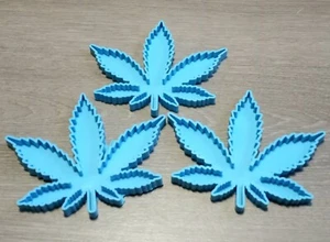Lot Of 3 Hemp Pot Leaf Silicon Baking Craft Resin Mold Blue - Picture 1 of 2