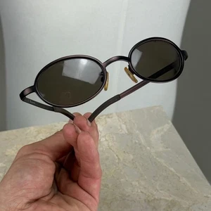 Occhiali da sole Calvin Klein montatura ovale marrone made in Italy occhiali di design - Foto 1 di 9