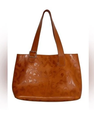 Bolso de Mano Christopher Kon Cuero Genuino Texturizado/Patrón Floral en Marrón Tostado Foto 1 de 4