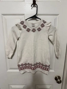 Gymboree Girl's Long Sleeve Sweater Dress Fair Isle Snowflake Ruffle Size 5 - Picture 1 of 3