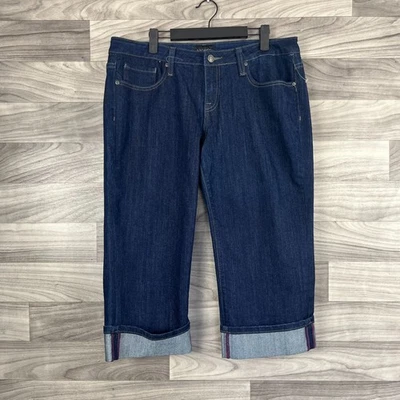 Vigoss Capri Jeans Women's 13 Blue Denim Stretch Cuffed Straight Leg Dark Wash - Image 1 of 4