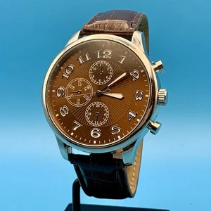 ACCUTIME WATCH CORP Men’s Fashion Wristwatch Faux Multi Dials Working Condition - Picture 1 of 19