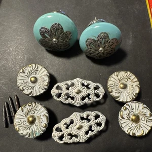 Casa Decor 2er Set Keramik Schubladengriffe Knöpfe Türkis mit Japan Schubladenzügen - Bild 1 von 9