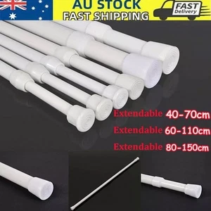 Telescopic Curtain Pole Spring Shower Rail Rod Tension Extendable Adjustable - Picture 1 of 20
