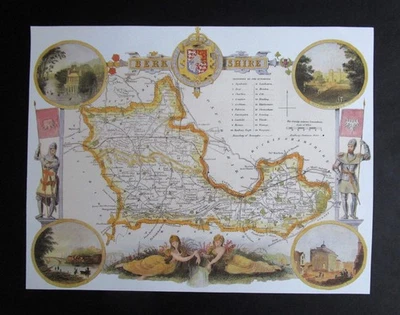 12.10" x 9.40"  REPRODUCTION  OF AN  1830  THOMAS MOULE  COUNTY MAP   BERKSHIRE - Image 1 of 4
