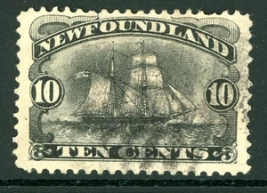 Canada 1887 Newfoundland 10¢ Ship Black Scott #59 VFU Q876 - Picture 1 of 6