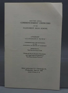 Allegheny High School Pittsburgh Graduation Program 1940 - Picture 1 of 1