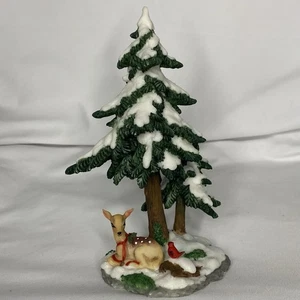 Owell Evergreen Tree Dickens Andenken Weihnachtsdorf Figur Hirsch Kardinal - Bild 1 von 10