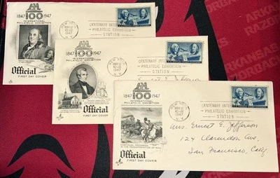FDC~1947 100 ANNIVERSARY INTERNATIONAL PHILATELIC EXHIBITION- Lot Of 3 - Image 1 of 4