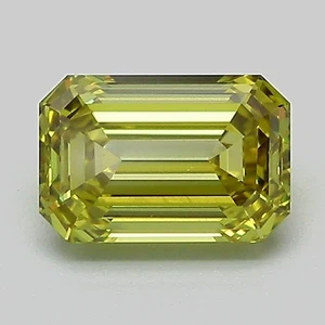 Emerald Cut 1.07 Ct Lab IGI Certifide Diamond Fancy Intense Greenish Yellow VVS2 - Picture 1 of 11