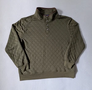 Wilkens Bros Pullover Mens XXL Green Quilted 1/4 Snap Sweater Mock Sweatshirt - Picture 1 of 8