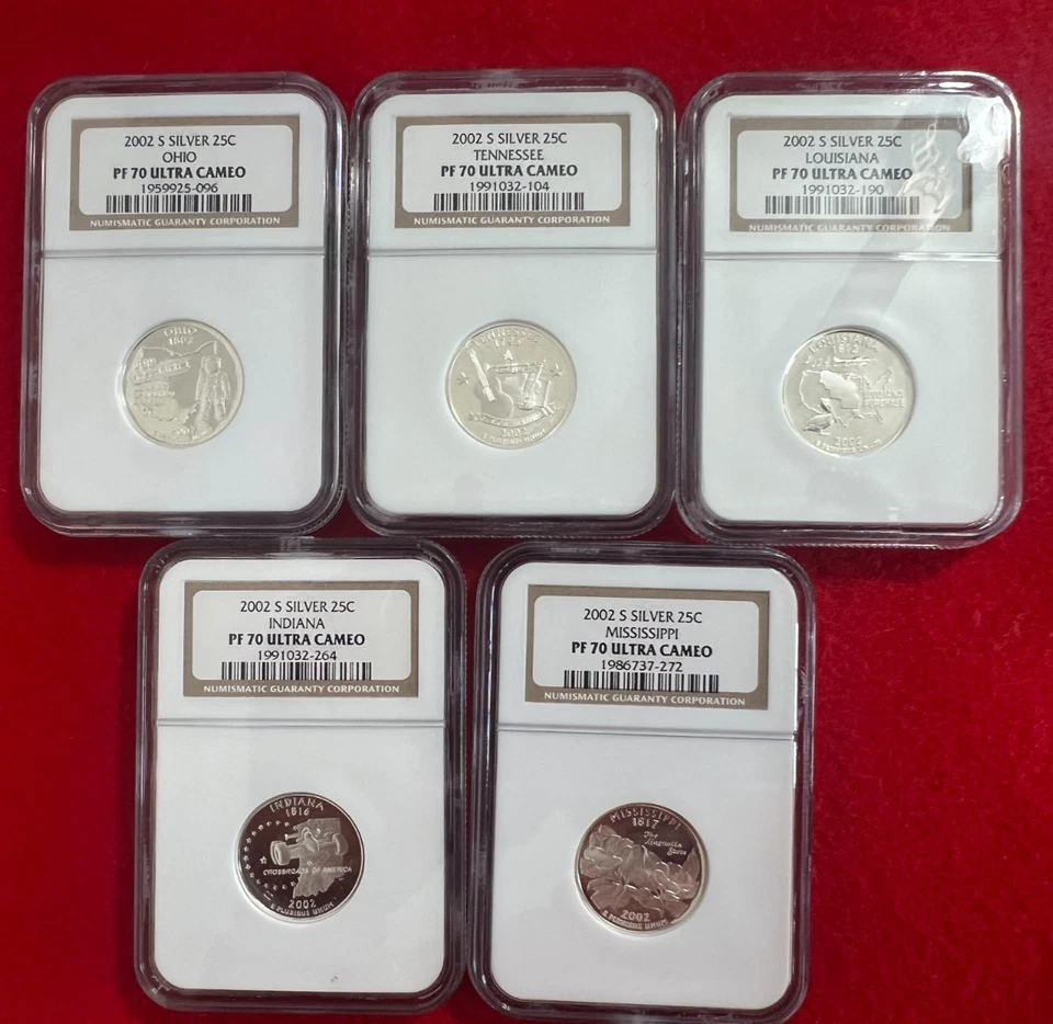 2002-S 5 Coin set Silver U.S. State Quarters, NGC PF70 UC - Image 1 of 1