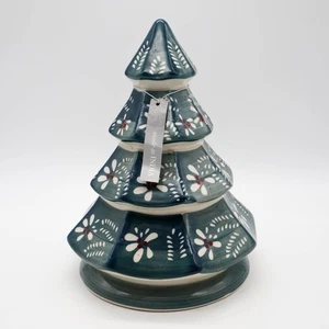 Folk Art Style Painted Ceramic Christmas Tree Decor Cottage Boho Scandi - Picture 1 of 5