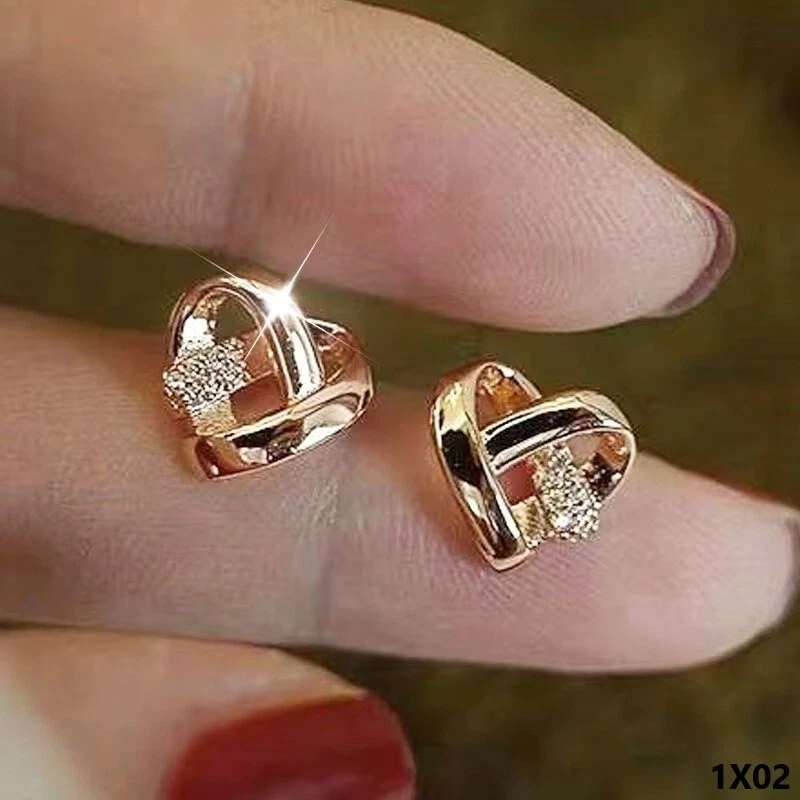 Minimalist Herz Ohrringe Ohrstecker 18 Karat Gold Silber Rose Gold Ohrschmuck Di - Bild 1 von 4