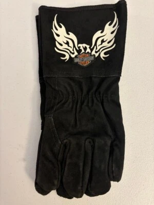 Guantes de soldadura Harley Davidson para hombre GRANDES gamuza cuero negro largos NUEVO Foto 1 de 4