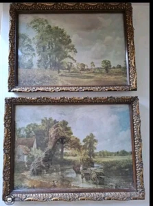 2x Framed Constable Prints Goldtone Ornate Vintage  The Haywain Stoke By Nayland - Picture 1 of 10