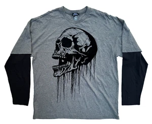Social Collision Men's MEDIUM Skull t-shirt black Long sleeve Punk/Goth - Picture 1 of 5