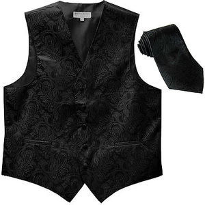 Nuevo Para hombres Cachemira Formal Boda Chaleco Esmoquin Chaleco_Corbata Negro 5XL 6XL - Imagen 1 de 4