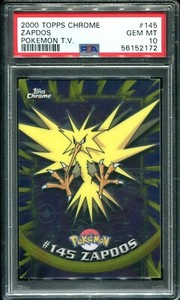 PSA 10 Zapdos Topps Chrome Pokemon T.V. 2000 Pokemon Card #145