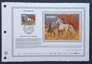 Feuillet DAP 1er jour 365 Soie 1978 Tableau Yves Brayer Peintre Chevaux Camargue - Picture 1 of 1