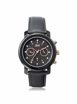 NUEVO JBW J6276F-Gris/Negro Mujer Correa de Cuero Caja de Acero Inoxidable Reloj de Cuarzo Foto 1 de 3