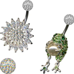 PIERCINGO® Titan ECHT SILBER 925 Bauchnabelpiercing FERIDO EPOXY Multi KRISTALL - Bild 1 von 20