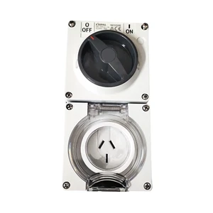 20 amp 3 Straight PIN Combination Switched Socket Outlet 20A IP66 - Picture 1 of 5