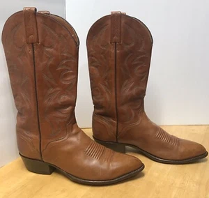 El Dorado Handmade Western Coyboy Boots Cognac Brown Leather Mens 9.5 D - Picture 1 of 12