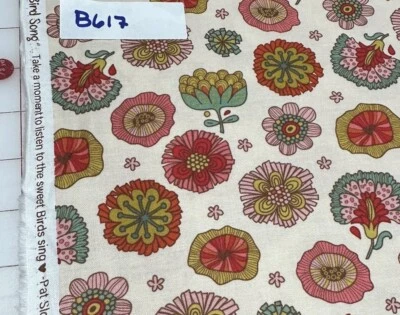 Tela de edredón de algodón Bird Song Rose Happy Flower de Pat Sloan Benartex media yarda Foto 1 de 2