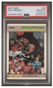 1987 Fleer Paul Pressey Signed Basketball Card #90 PSA 8 Certified 10 Auto - Picture 1 of 3